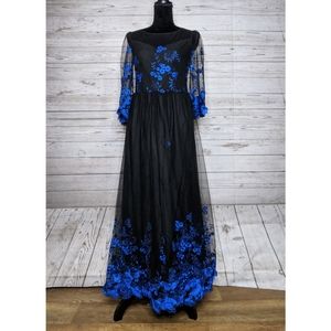 floral embroidered bell sleeve maxi dress